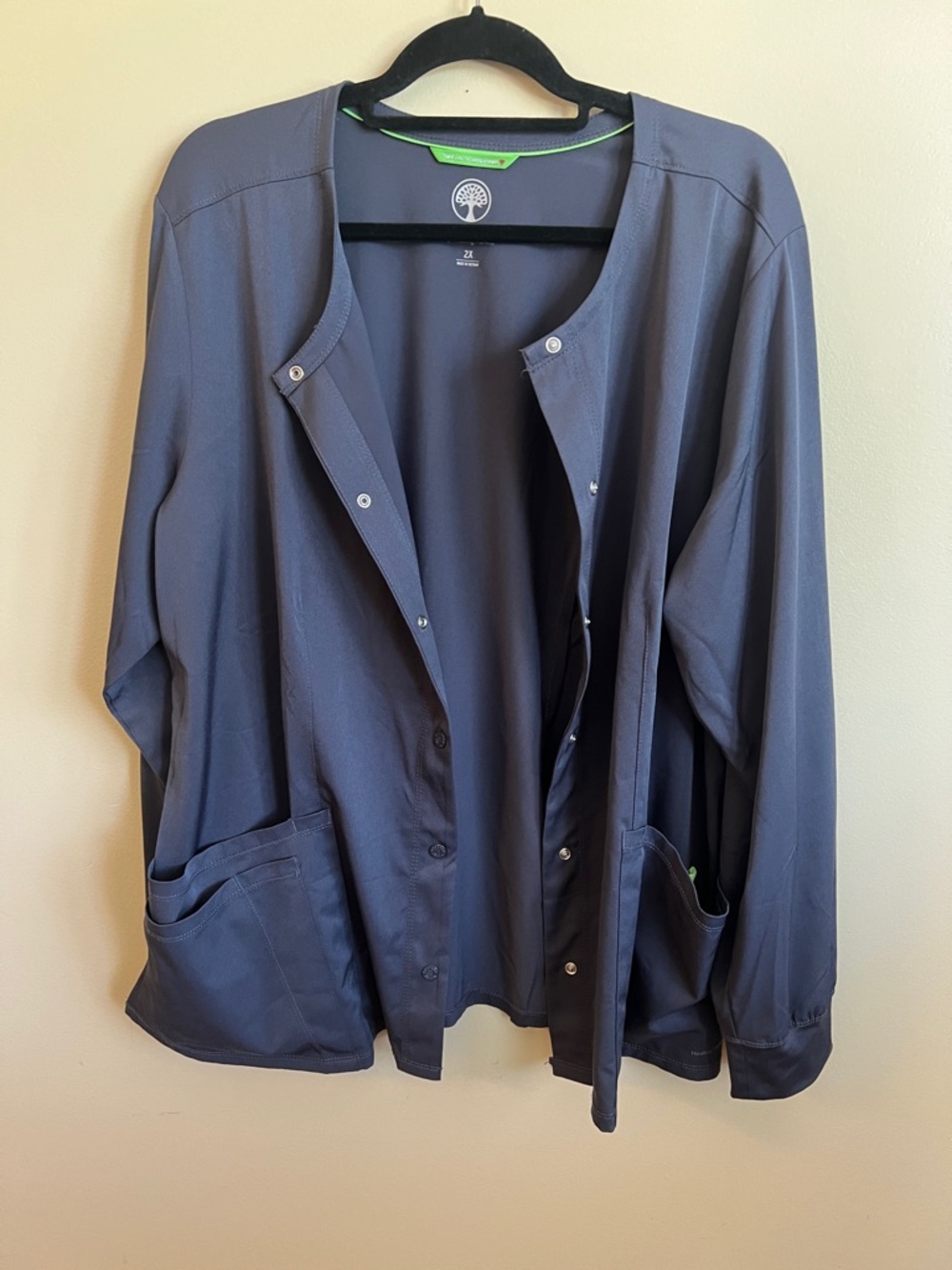 Healing Hands 2X BlueGray Snap Front Scrub Jacket Medical Uniformcomfy soft